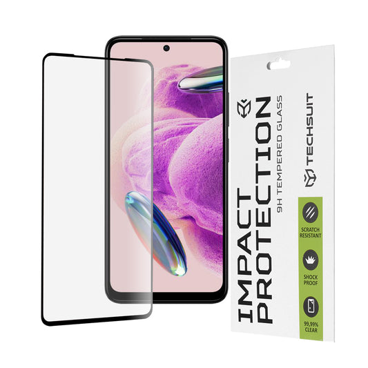 Pellicola protettiva per schermo Techsuit per Xiaomi Redmi Note 12S, Vetro Temperato, Full Glue, 111D, Nero