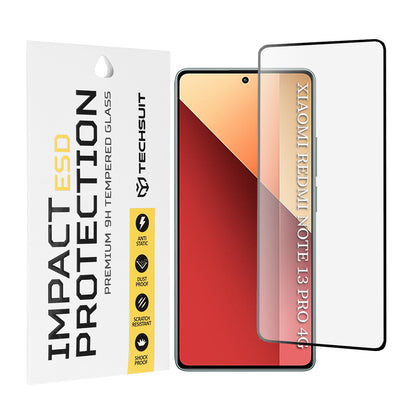 Film de protection d'écran Techsuit pour Xiaomi Redmi Note 13 Pro 4G / Poco M6 Pro 4G, Verre trempé, Full Glue, Noir