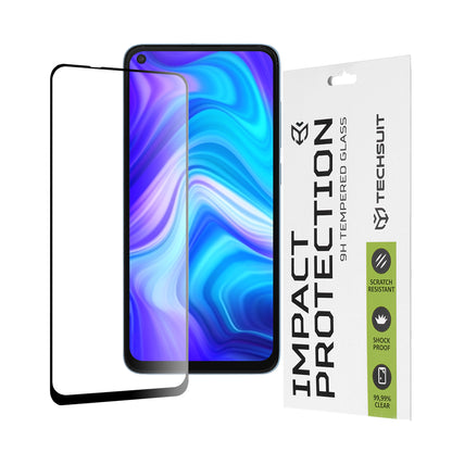 Techsuit Displayschutzfolie für Xiaomi Redmi Note 9 / 10X 4G, gehärtetes Glas, Full Glue, 111D, Schwarz