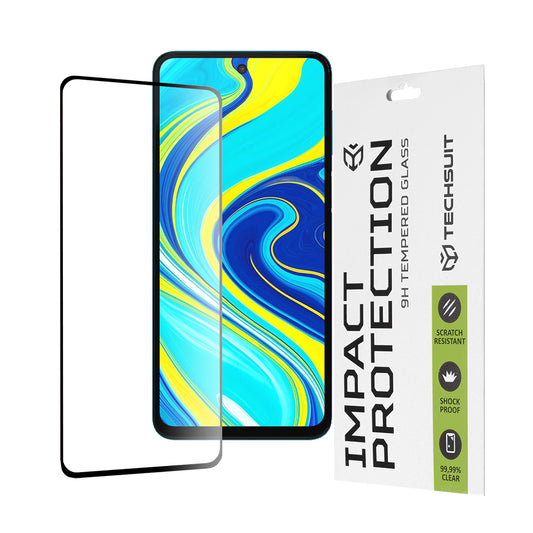 Pellicola protettiva per schermo Techsuit per Xiaomi Redmi Note 9S / Note 9 Pro / Note 9 Pro Max, Vetro temperato, Full Glue, 111D, Nero