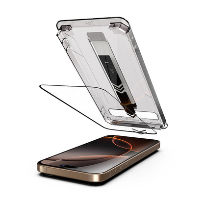 Techsuit TitanGlass Displayschutzfolie für Apple iPhone 16 Pro Max, Sicherheitsglas, Vollkleber, Schwarz