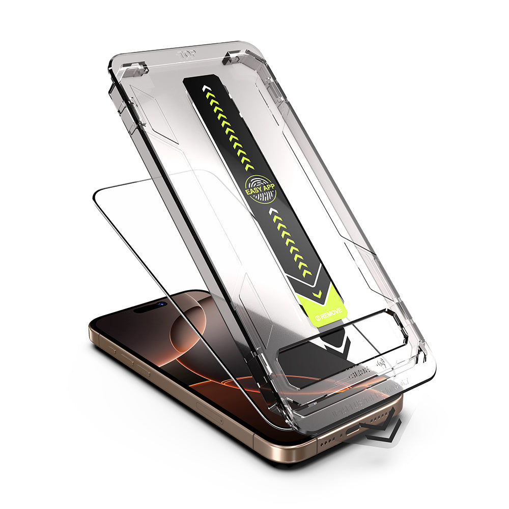 Techsuit TitanGlass Displayschutzfolie für Apple iPhone 16 Pro Max, Sicherheitsglas, Vollkleber, Schwarz