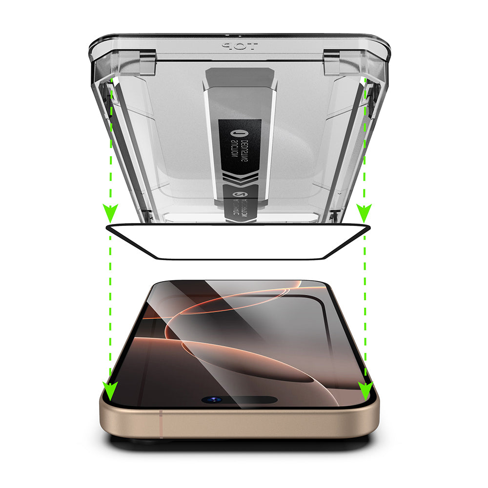 Techsuit TitanGlass Displayschutzfolie für Apple iPhone 16 Pro Max, Sicherheitsglas, Vollkleber, Schwarz