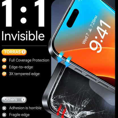 Pellicola protettiva per schermo Torras GlassGo Install Master per Apple iPhone 16 Pro Max, Vetro temperato, Full Glue, Nero