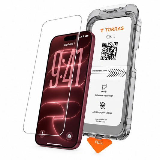 Torras HD Displayschutzfolie für Apple iPhone 18 Pro / 17 Pro, gehärtetes Glas, Full Glue