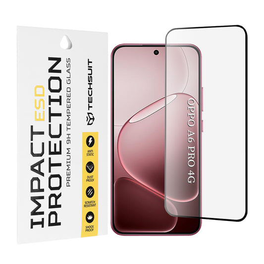 Pellicola protettiva Techsuit per Oppo A6 Pro 5G / A6 Pro 4G, Vetro Temperato, Full Glue, Nero