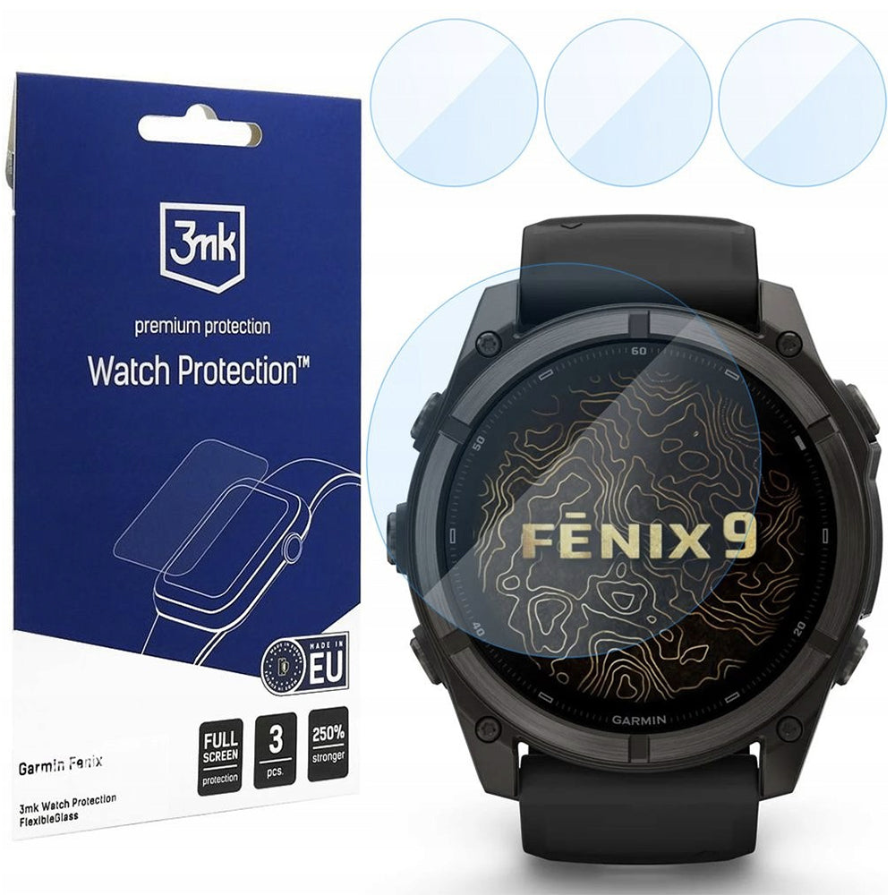 Pellicola Protettiva 3MK FlexibleGlass per Garmin Fenix 9 51mm, Set da 3 pezzi, Vetro Flessibile