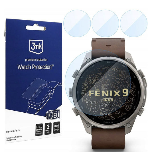 3MK FlexibleGlass Schutzfolie für Garmin Fenix 9 Pro 47 mm, flexibles Glas, 3er-Set