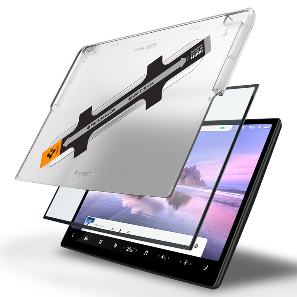 Pellicola Protettiva Spigen GlastR EZ FIT per Navigazione Tesla X / S (2022 - 2021), Vetro Temperato, Nero AGL04688