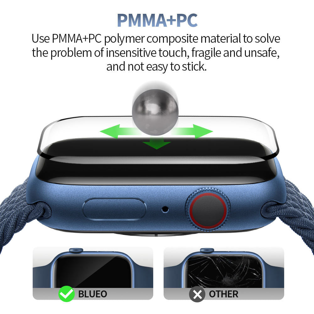 Pellicola Protettiva Blueo High Molecule per Apple Watch Series 10 42mm, Vetro Temperato, Nero