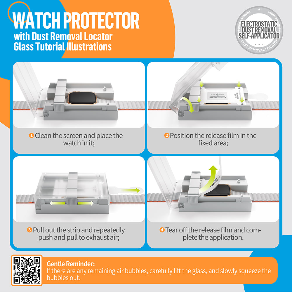 Pellicola Protettiva Blueo High Molecule per Apple Watch 10 46mm Series, Vetro Temperato, Nero