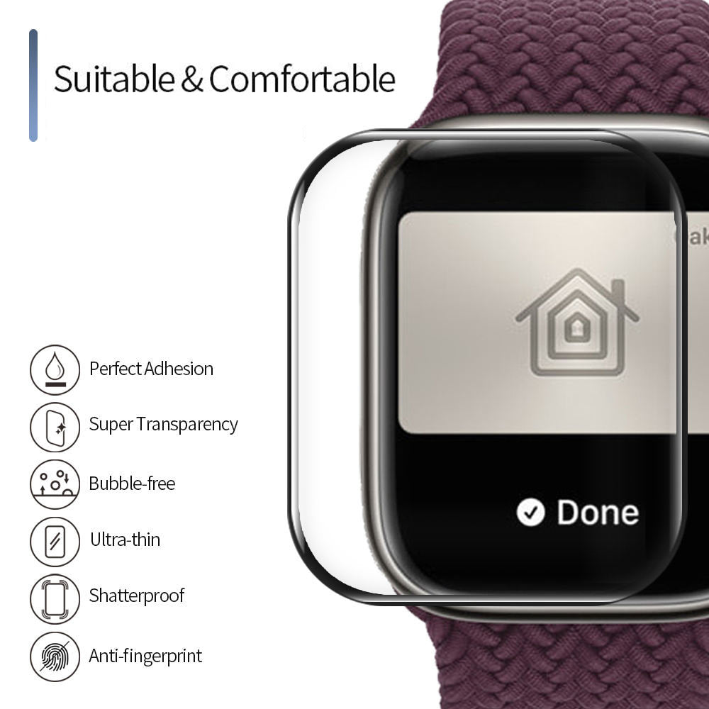 Pellicola Protettiva Blueo High Molecule per Apple Watch 8 / 7 Serie 41mm, Vetro Temperato, Nero