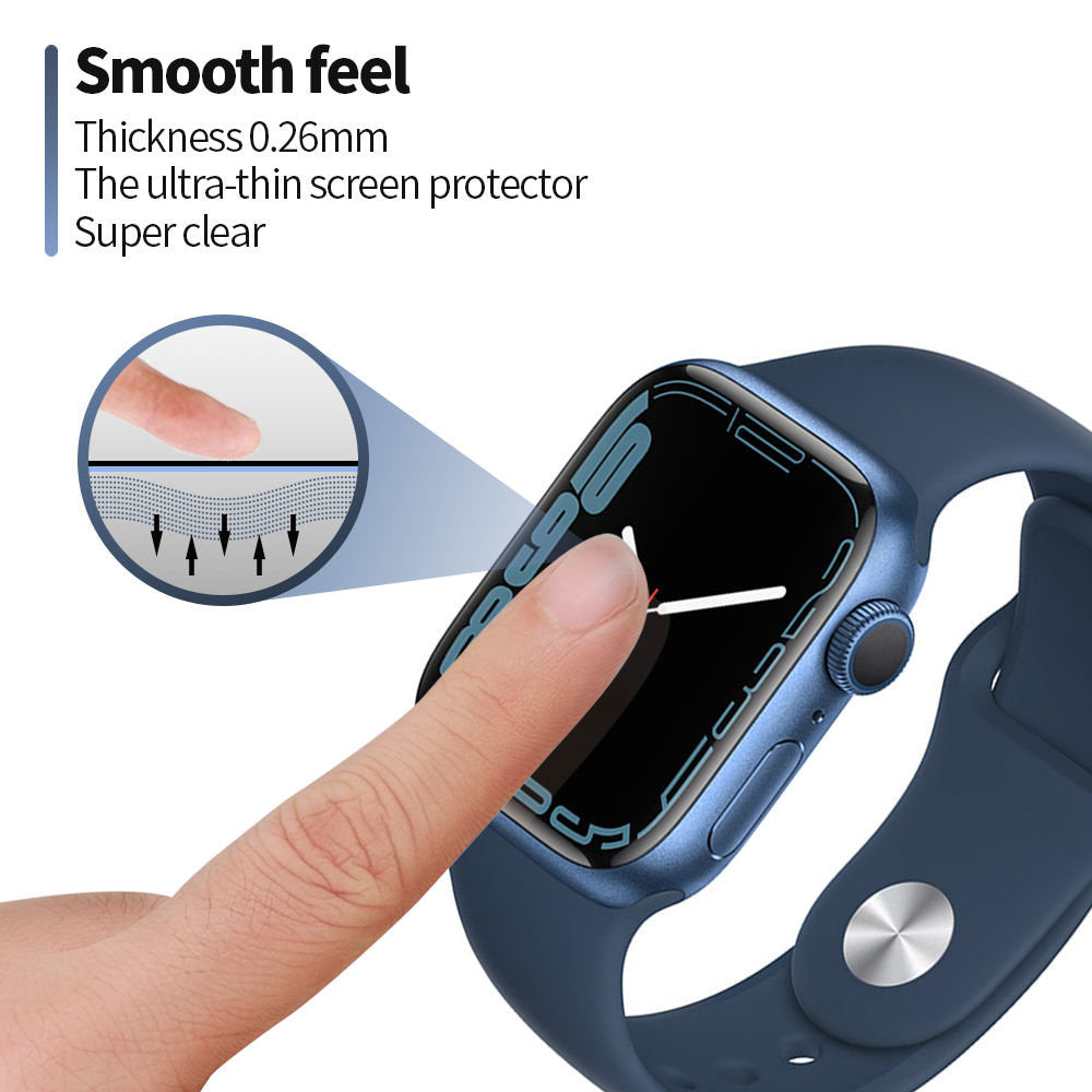 Pellicola Protettiva Blueo High Molecule per Apple Watch 8 / 7 Serie 41mm, Vetro Temperato, Nero