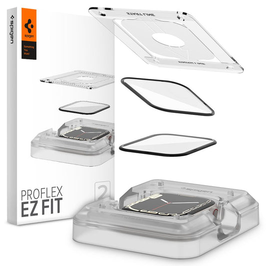 Pellicola Protettiva Spigen ProFlex EZ FIT per Apple Watch 9 / 8 / 7 Serie 45mm, Set 2 pezzi, Vetro Flessibile, Nero AFL04051