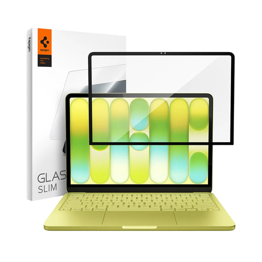 Pellicola Protettiva Schermo Spigen GlastR Slim per Apple MacBook Neo 13 pollici, Vetro Temperato, Nero AGL11669