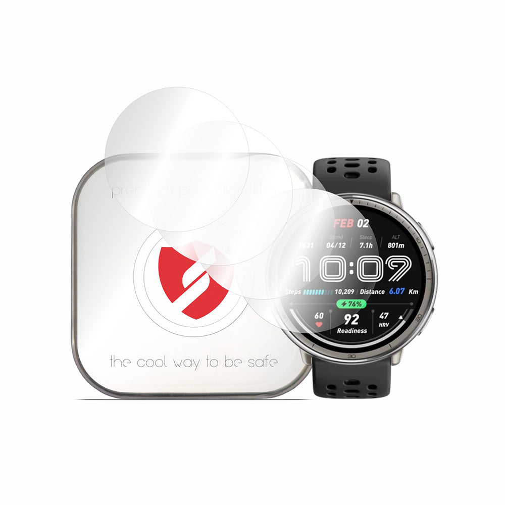Pellicola Protettiva Smart Protection Premium Classic per Amazfit Active 2 (Rotondo), Set da 4 pezzi, Plastica