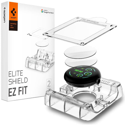 Pellicola Protettiva Spigen Elite Shield EZ FIT per Google Pixel Watch 41mm Series, Set 2 pezzi, Vetro Temperato, Trasparente AFL08524