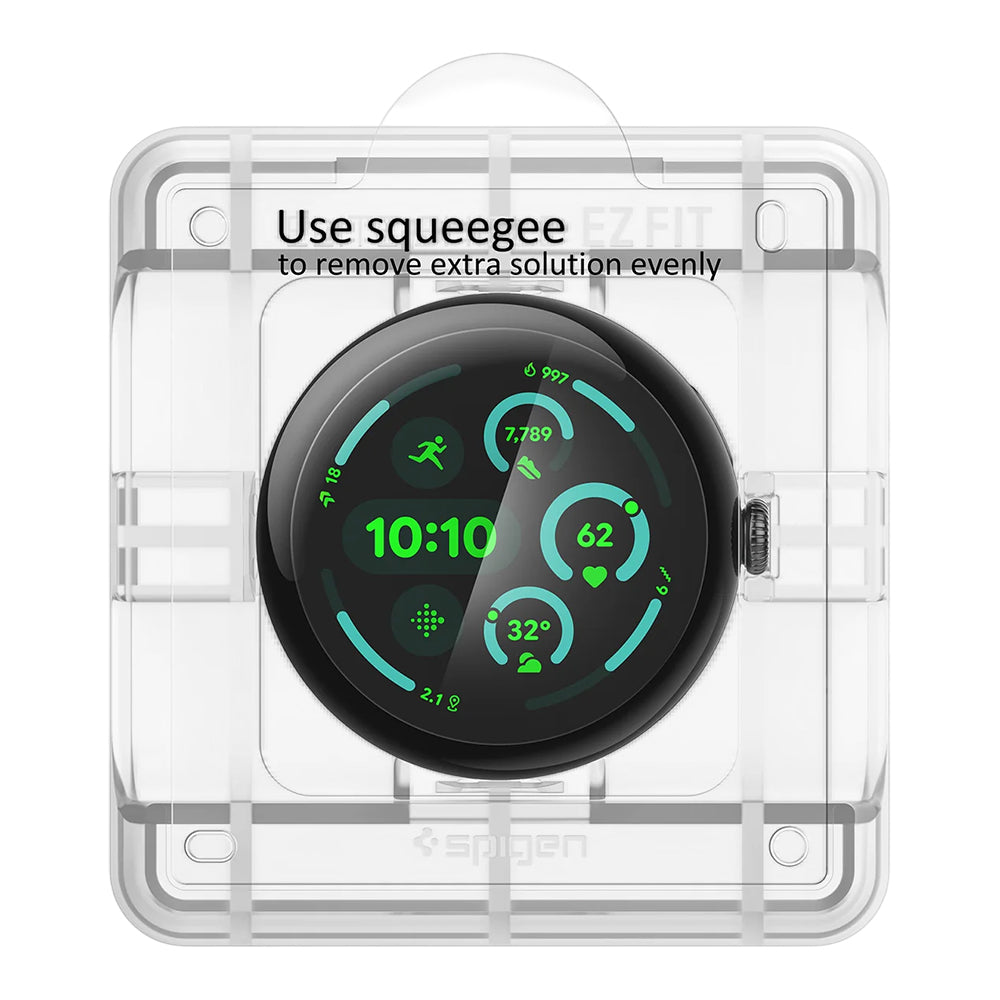 Pellicola Protettiva Spigen Elite Shield EZ FIT per Google Pixel Watch 41mm Series, Set 2 pezzi, Vetro Temperato, Trasparente AFL08524