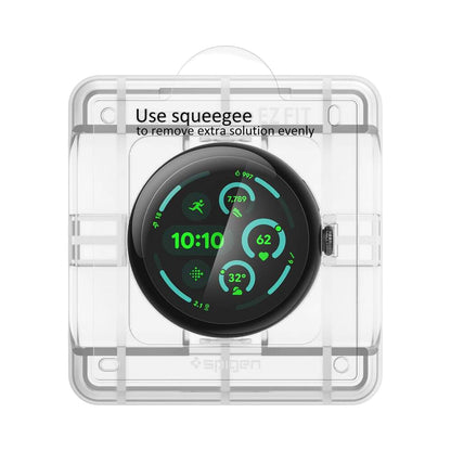 Schutzfolie Spigen Elite Shield EZ FIT für Google Pixel Watch 45mm Serie, 2er Set, Gehärtetes Glas, Transparent AFL08525