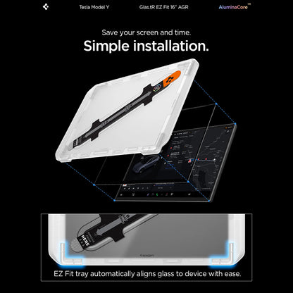 Pellicola Protettiva Spigen GlastR EZ FIT Anti-Riflesso per Navigazione Tesla Y 2026 Premium / Performance, Vetro Temperato AGL10819