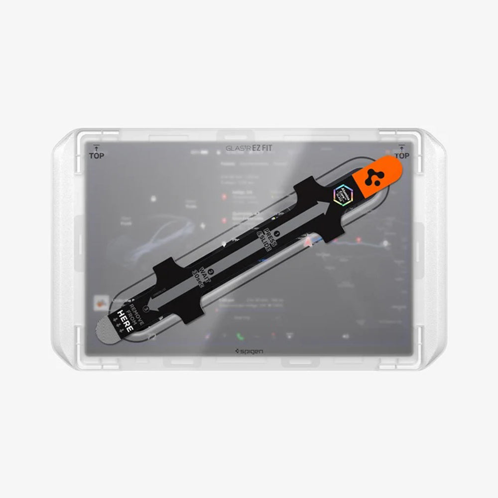 Spigen GlastR EZ FIT Schutzfolie für Tesla Y 2026 Premium / Performance Navigation, Gehärtetes Glas AGL10820