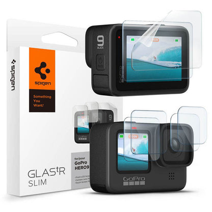 Film de protection d'écran et de lentille Spigen GlastR Slim pour GoPro Hero 12 / 9 / 10 / 11, Verre Trempé, Set de 6 pièces AGL03045