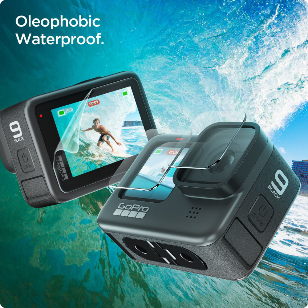 Film de protection d'écran et de lentille Spigen GlastR Slim pour GoPro Hero 12 / 9 / 10 / 11, Verre Trempé, Set de 6 pièces AGL03045
