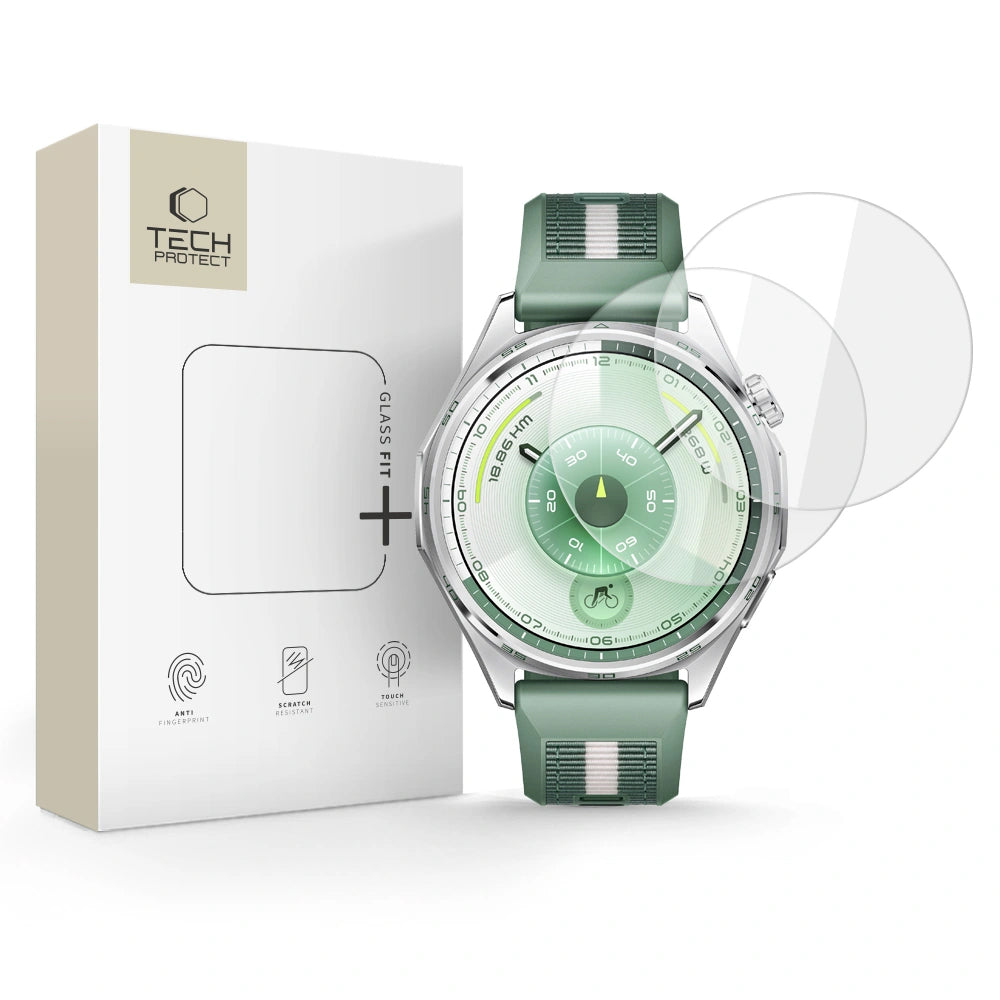 Tech-Protect Fit+ Schutzfolie für Huawei Watch GT 6 46mm, 2er Set, Gehärtetes Glas