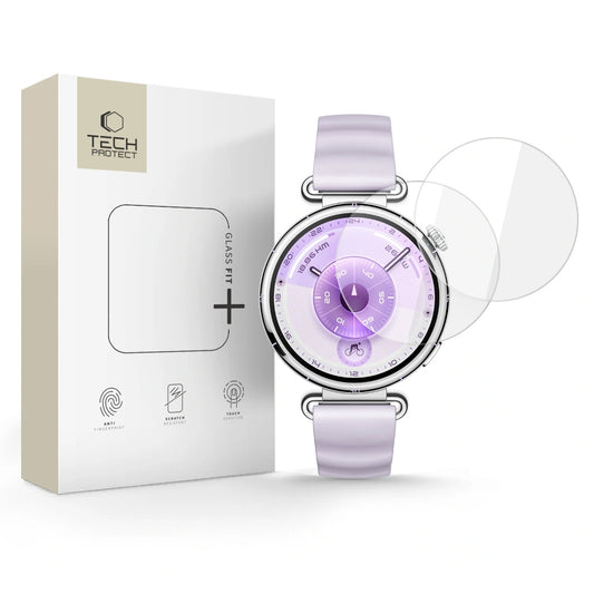Schutzfolie Tech-Protect Fit+ für Huawei Watch GT 6 41mm, Set 2 Stück, Gehärtetes Glas