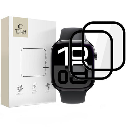 Schutzfolie Tech-Protect Flex+ für Apple Watch 46mm Serie, Set 2 Stück, Flexibles Glas, Schwarz