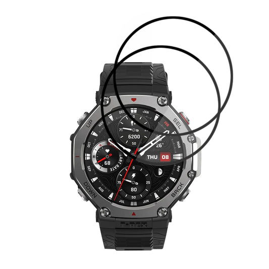 Pellicola Protettiva Techsuit Nano Flex per Amazfit T-Rex 3, Set 2 pezzi, Plastica, Nera