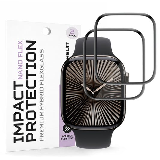 Pellicola Protettiva Techsuit Nano Flex per Apple Watch Series 10 / 11 42mm, Set 2 pezzi, Plastica, Nera