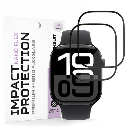 Techsuit Nano Flex Protection Film for Apple Watch Series 10 / 11 46mm, Set of 2 pieces, Plastic, Black