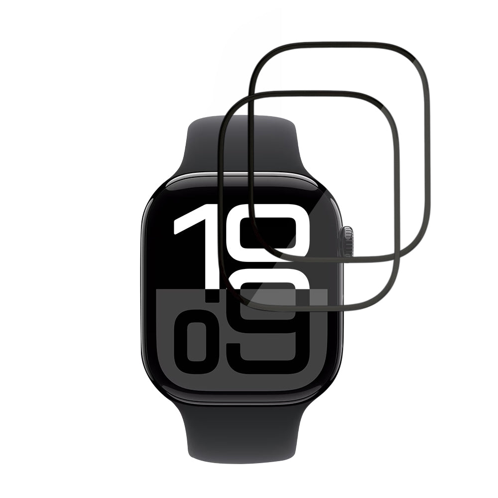 Techsuit Nano Flex Protection Film for Apple Watch Series 10 / 11 46mm, Set of 2 pieces, Plastic, Black