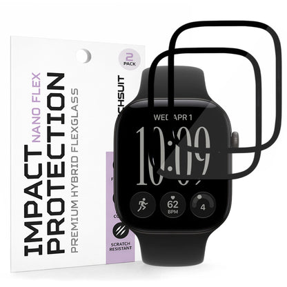 Film de protection Techsuit Nano Flex pour Apple Watch Series 12 46mm, Lot de 2 pièces, Plastique, Noir