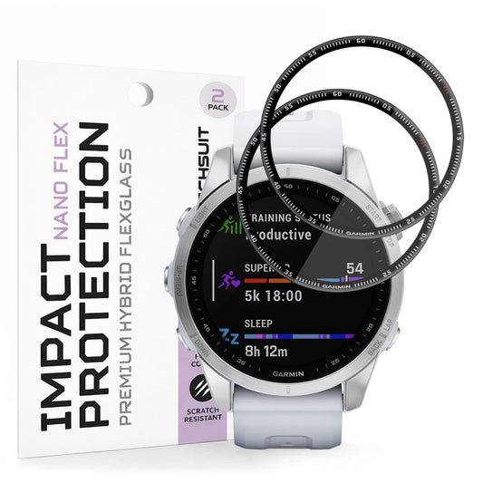Schutzfolie Techsuit Nano Flex für Garmin Fenix 7S, Set 2 Stück, Kunststoff, Schwarz