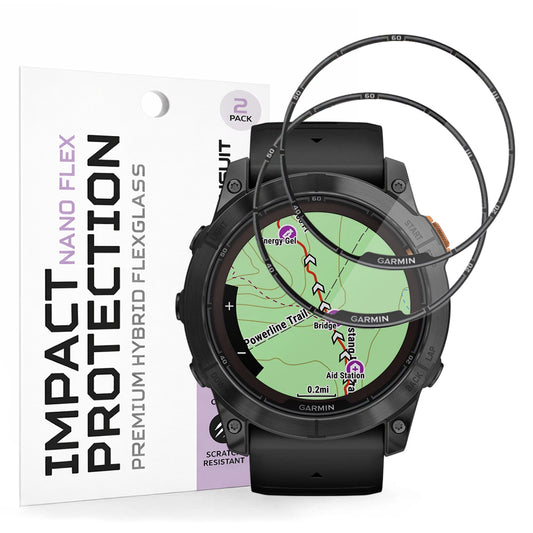 Schutzfolie Techsuit Nano Flex für Garmin Fenix 7X Pro Solar, Set mit 2 Stück, Kunststoff, Schwarz