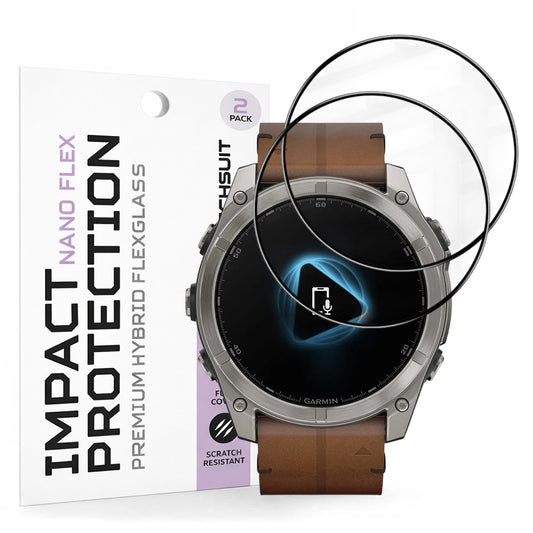 Schutzfolie Techsuit Nano Flex für Garmin Fenix 8 Pro 51mm / 8 51mm, Set 2 Stück, Kunststoff, Schwarz