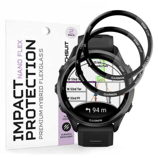 Schutzfolie Techsuit Nano Flex für Garmin Forerunner 570 47mm / 970, Set 2 Stück, Kunststoff, Schwarz