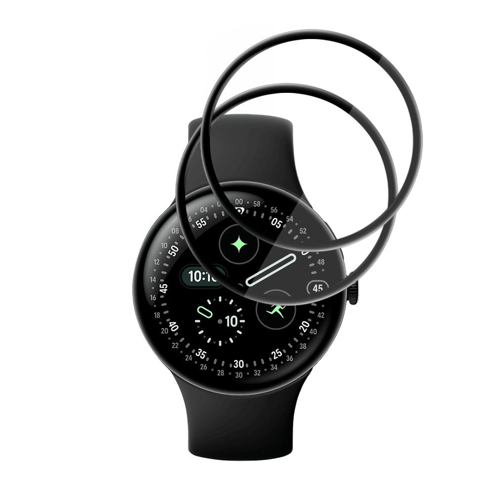 Film de protection Techsuit Nano Flex pour Google Pixel Watch 4 45mm, Set de 2 pièces, Plastique, Noir