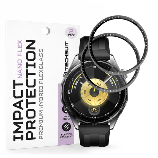 Schutzfolie Techsuit Nano Flex für Huawei Watch GT 6 46mm, Set 2 Stück, Kunststoff, Schwarz