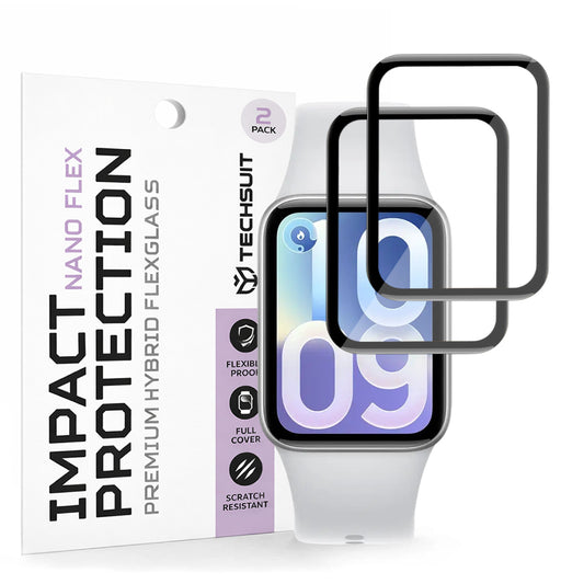 Film de protection Techsuit Nano Flex pour Xiaomi Smart Band 10 Pro, lot de 2 pièces, plastique, noir
