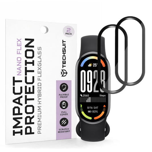 Schutzfolie Techsuit Nano Flex für Xiaomi Smart Band 10, Set mit 2 Stück, Kunststoff, Schwarz