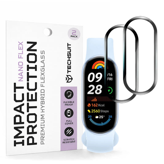 Schutzfolie Techsuit Nano Flex für Xiaomi Smart Band 9, Set mit 2 Stück, Kunststoff, Schwarz
