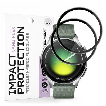Pellicola Protettiva Techsuit Nano Flex per Xiaomi Watch 5, Set 2 pezzi, Plastica, Nera