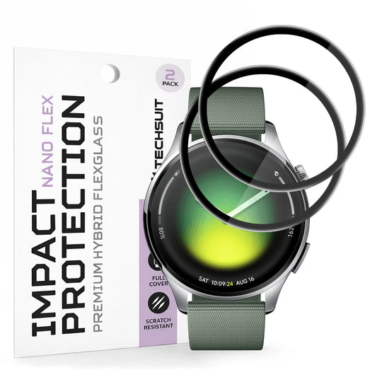 Schutzfolie Techsuit Nano Flex für Xiaomi Watch 5, Set mit 2 Stück, Kunststoff, Schwarz