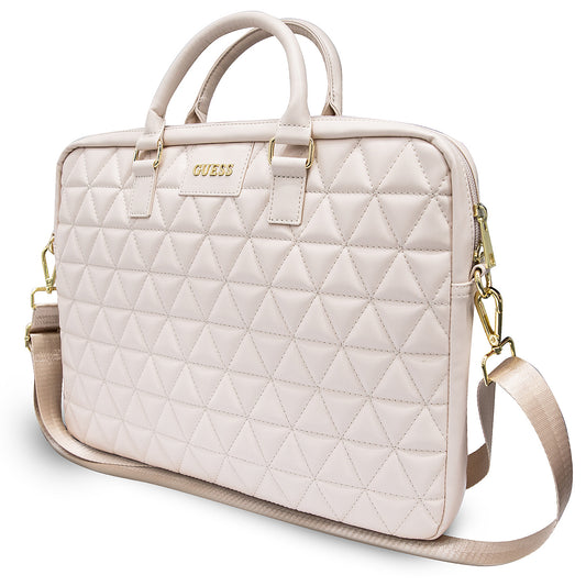 Sac Guess matelassé pour ordinateur portable 15 pouces, Rose