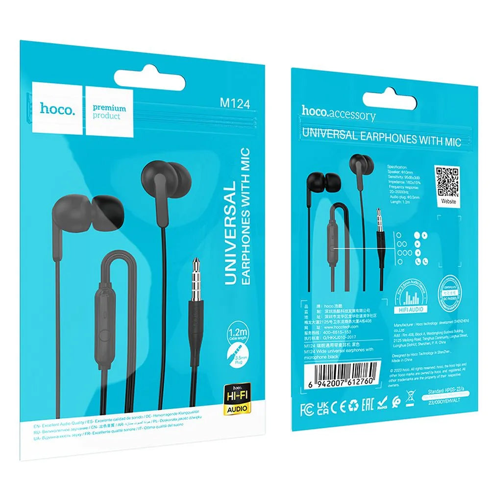 Handsfree 3.5mm HOCO M124, Noir