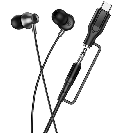 Auricolare 3.5mm / USB-C HOCO M119A, Nero