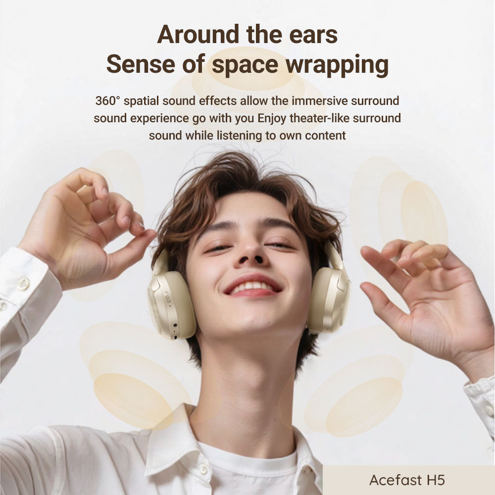 Handsfree Bluetooth Acefast H5, A2DP, ANC, Weiß